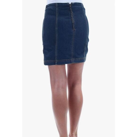 Free People Denim Mini Pencil Skirt Size 6 - Picture 2 of 10
